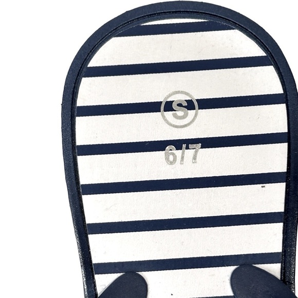 Nautical Women’s Navy/White Striped Rubber Anchor Adorned Flip Flop Size-6/7 EUC - Picture 3 of 4